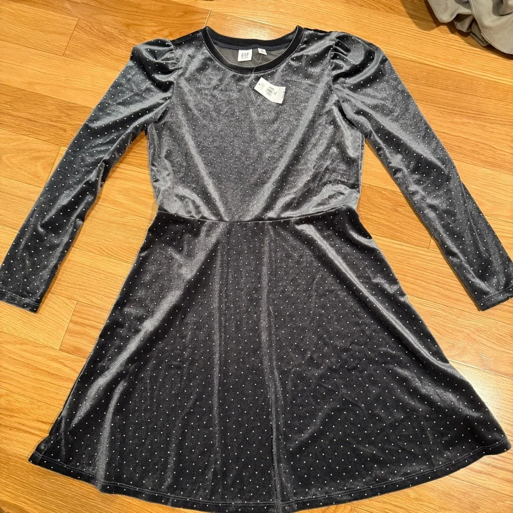 NEW Gap Kids Puff Sleeve Velvet Skater Dress